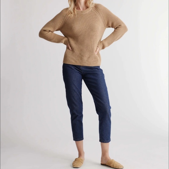 Quince Sweater Womens Small Brown Fisherman Knit Organic Cotton Ribbed Warm Wear - Picture 2 of 12